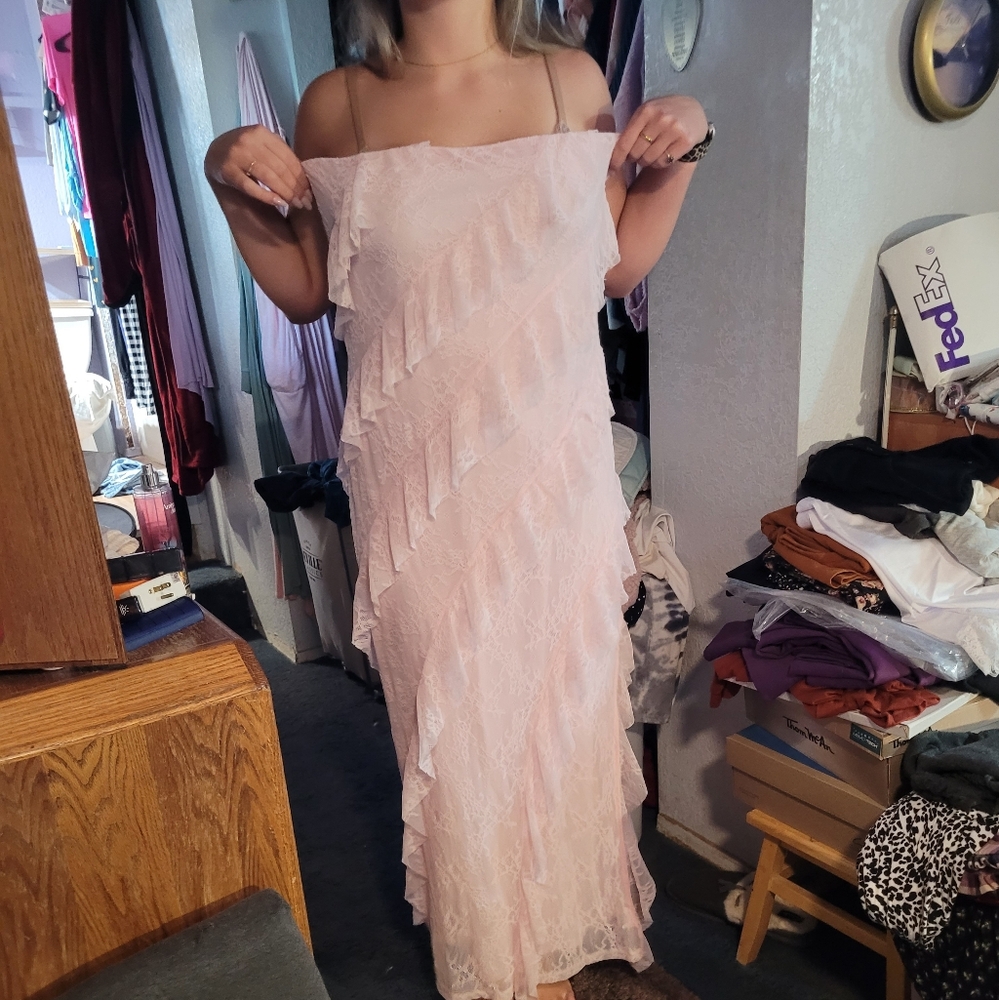 Wild Fable Strapless Pink Lace Dress